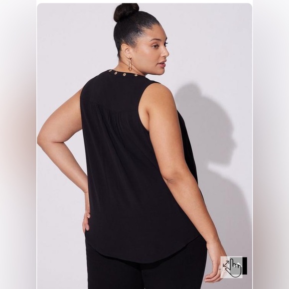 Torrid plus size black whimsigoth, goth rock and roll rayon grommet tank. Sz 00X - Picture 2 of 13